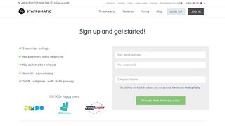 
                            3. Sign up and start a 30 days trial | STAFFOMATIC