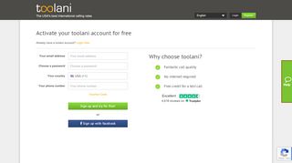 
                            3. Sign up and try for free | toolani - Cheap international calls