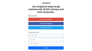 
                            10. Sign Up - AngelList