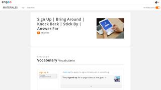 
                            5. Sign Up | Bring Around | Knock Back | Stick By | Answer For | Engoo