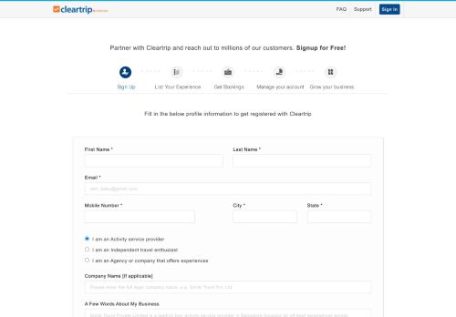 
                            4. Sign Up - Cleartrip