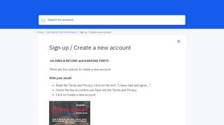 
                            8. Sign up / Create a new account | Red Karaoke Help Center