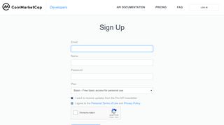 
                            1. Sign up - Crypto API - CoinMarketCap