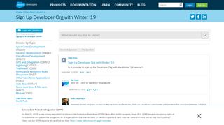 
                            5. Sign Up Developer Org with Winter '19 - Salesforce Developer Community
