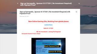 
                            1. Sign up Earnopedia , Sponsor ID 377201 ( No Investment Required ...