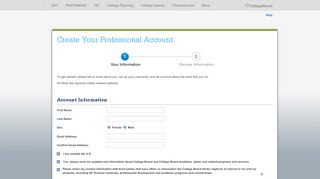 
                            5. Sign-up: Enter Your Information - College Board account