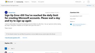 
                            9. Sign Up Error 450 You've reached the daily limit for creating ...