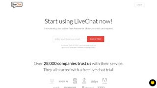 
                            12. Sign up for 30-day, free live chat trial. No credit card required. | LiveChat