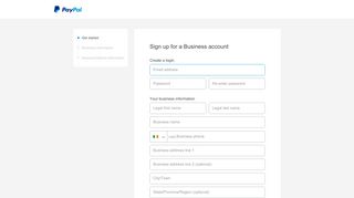 
                            5. Sign up for a business account - PayPal