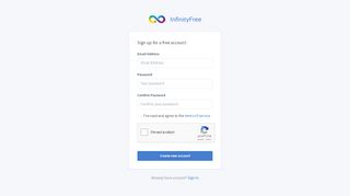 
                            3. Sign up for a free account - InfinityFree