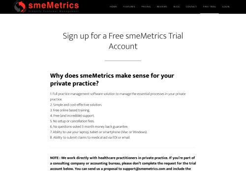 
                            6. Sign up for a Free smeMetrics Trial Account - smeMetrics