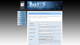 
                            4. Sign-up for a RezSMS account! It's Free!