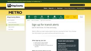 
                            10. Sign up for alerts - King County Metro Transit - King County
