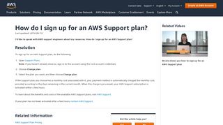 
                            7. Sign Up for an AWS Support Plan - Amazon.com