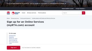 
                            13. Sign up for an Online Services (myRTA.com) account | Service NSW