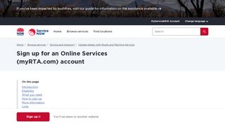 
                            11. Sign up for an Online Services (myRTA.com) account | Service NSW