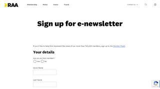 
                            11. Sign up for e-newsletter | RAA