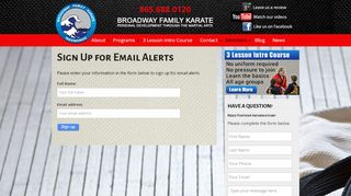 
                            8. Sign Up for Email Alerts | Broadway Family Karate