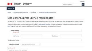 
                            4. Sign up for Express Entry e-mail updates