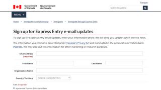 
                            6. Sign up for Express Entry e-mail updates