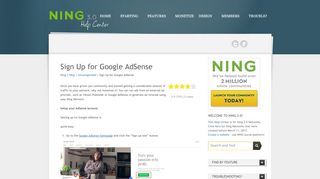 
                            10. Sign Up for Google AdSense - Ning 3 Help