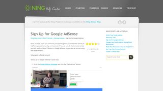 
                            5. Sign Up for Google AdSense | Ning Help Center