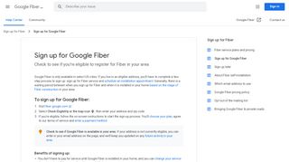 
                            1. Sign up for Google Fiber - Google Fiber Help - Google Support
