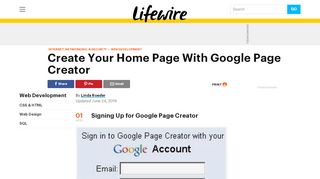 
                            13. Sign Up For Google Page Creator - Lifewire