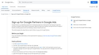 
                            4. Sign up for Google Partners in Google Ads - Google Ads Help