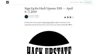 
                            11. Sign Up for Hack Upstate XIII — April 6–7, 2019 - Medium