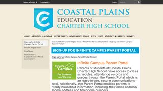 
                            5. Sign-up for Infinite Campus Parent Portal - Coastal Plains Charter ...