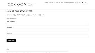 
                            7. Sign up for newsletter - Cocoon by Elizabeth Geisler