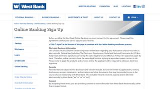 
                            12. Sign Up for Online Banking | E-Sign Consent | West Bank