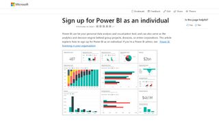 
                            2. Sign up for Power BI as an individual - Power BI | Microsoft Docs