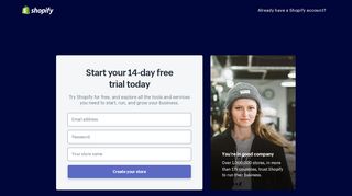 
                            8. Sign up for Shopify - Free 14-day trial