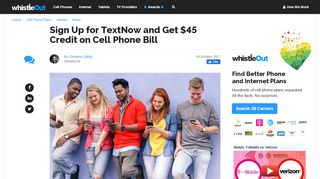 
                            7. Sign Up for TextNow and Get $45 Credit on Cell Phone Bill | WhistleOut