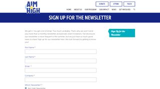 
                            13. Sign Up for the Newsletter | Aim High