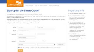 
                            1. Sign Up for the Smart Crowd! - Lionbridge