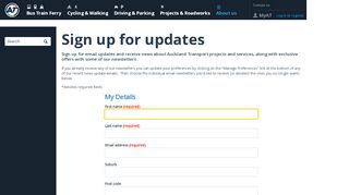 
                            13. Sign up for updates - Auckland Transport