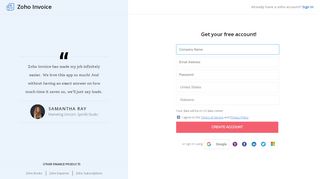 
                            2. Sign Up Free | Zoho Invoice