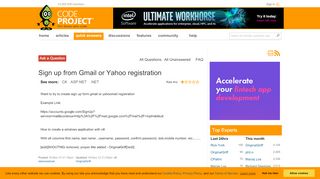 
                            4. Sign up from Gmail or Yahoo registration - CodeProject