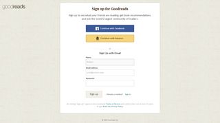 
                            7. Sign Up - Goodreads