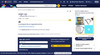 
                            4. sign up | İngilizce-Türkçe Sözlük - Cambridge Dictionary