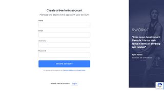 
                            6. Sign up - Ionic Dashboard