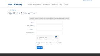 
                            5. Sign Up | IP2Location LITE