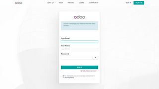 
                            2. Sign up login | Odoo