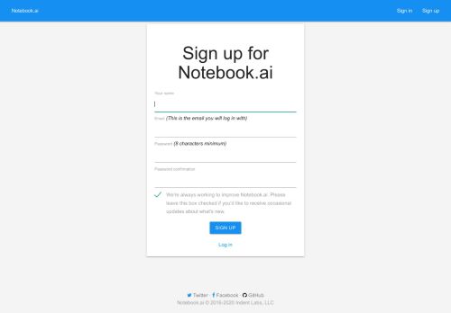 
                            1. Sign up - Notebook.ai