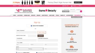 
                            3. Sign Up Now! - SamsBeauty