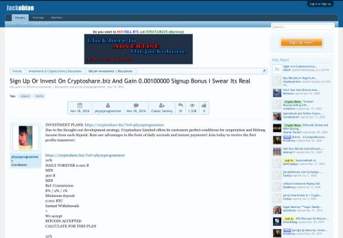 
                            12. Sign Up Or Invest On Cryptoshare.biz And Gain 0.00100000 Signup ...