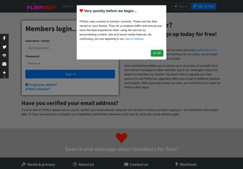 
                            6. Sign up or login to Flirthut, the completely free dating site - flirthut.com